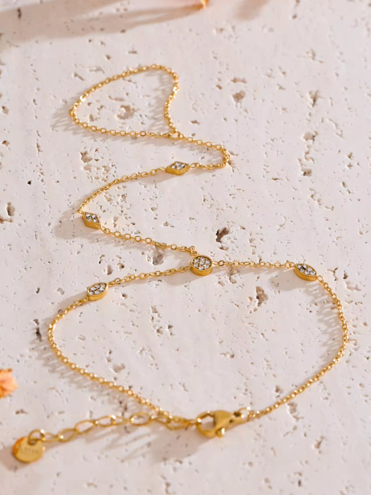 Arabella Hand Harness luxury gold-plated stainless steel hand-harness by Shine With Me, front view.