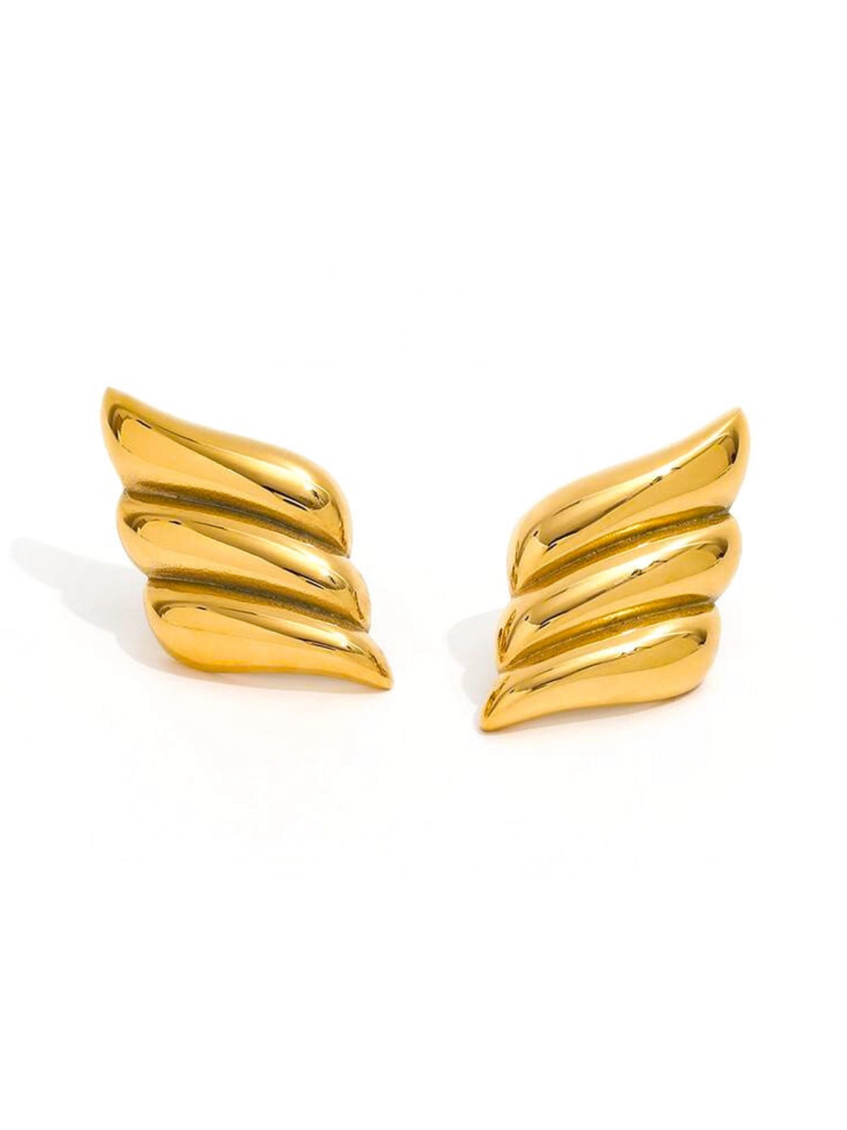 Camila Earring luxury 18K gold‑plated stainless steel by Shine With Me, front view (20 mm × 35 mm)