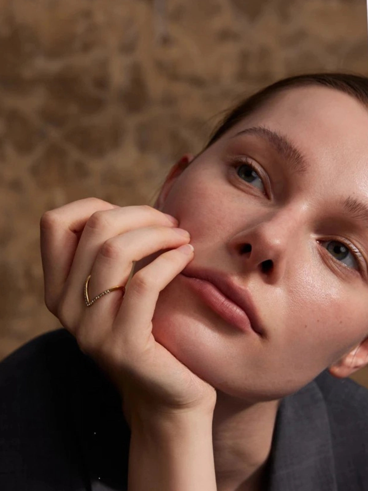 Crush Vow Ring – On Model Styled Shot-Close-up of a person with a blurred background