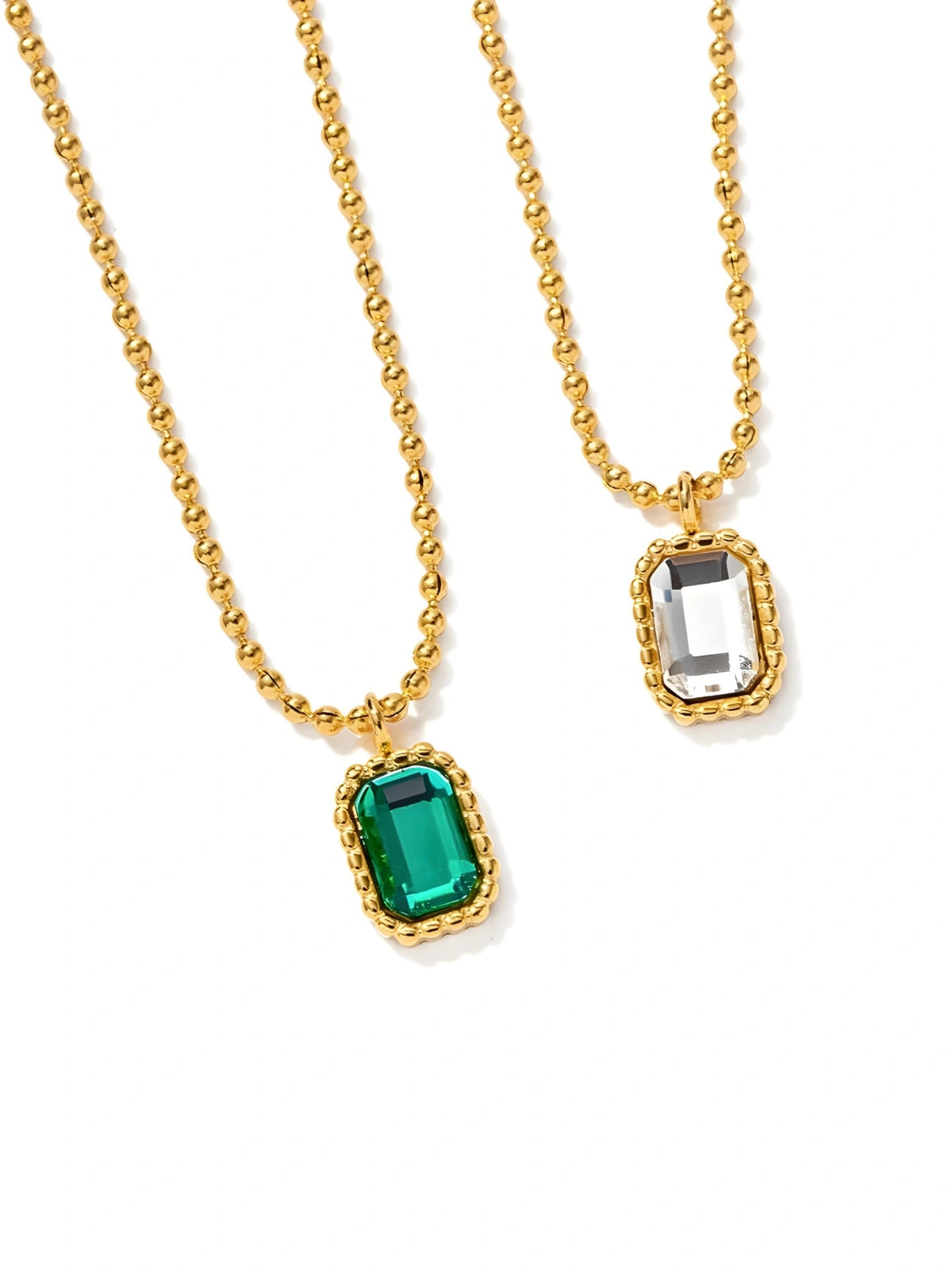 Emily Chain luxury 18K gold‑plated stainless steel by Shine With Me, front view with 5 mm cubic zirconia pendant