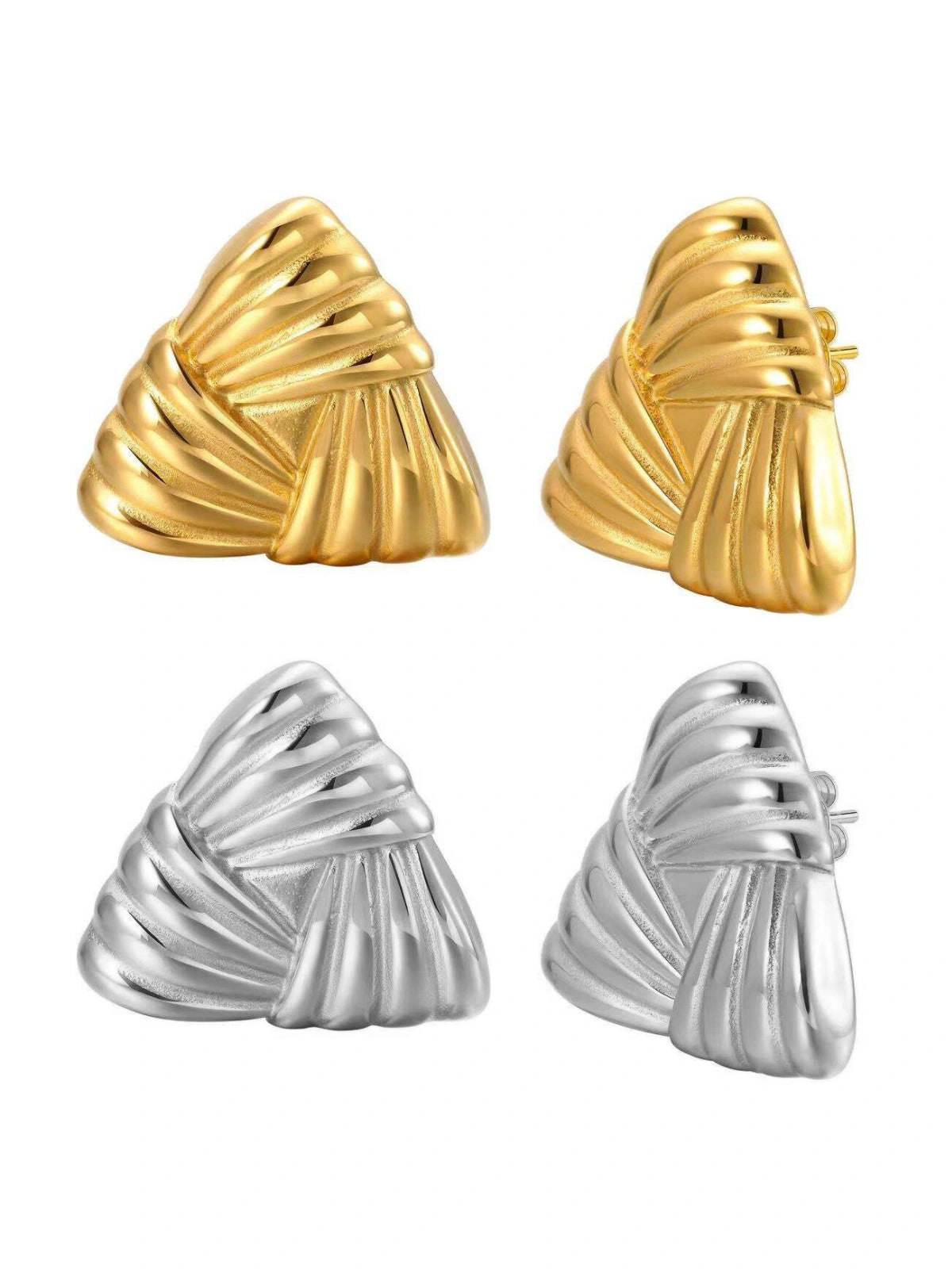 Falisha Earring by Shine With Me displayed in both Gold and Silver variants — 18K gold‑plated stainless steel, ready for gifting