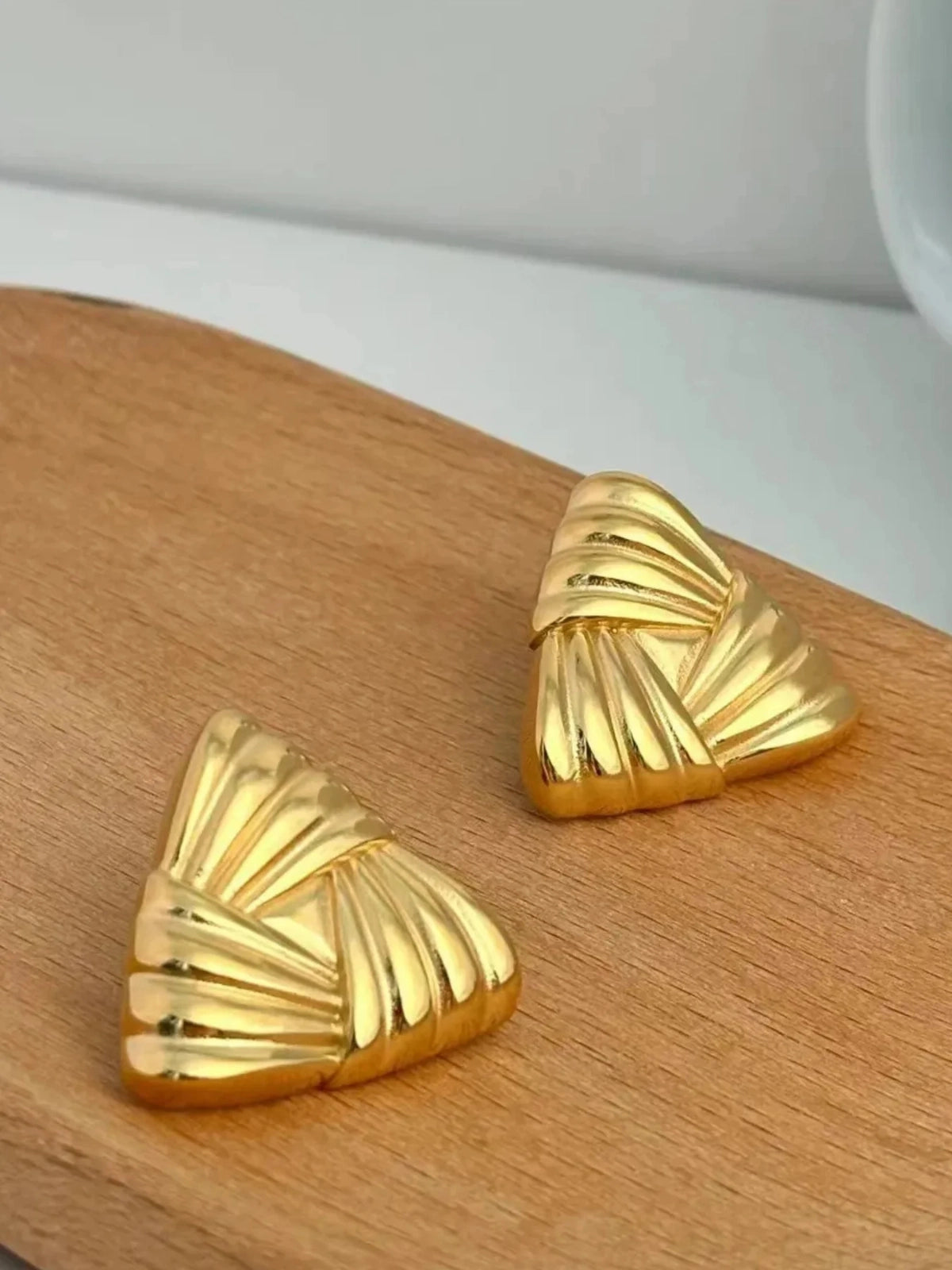 Close‑up of Falisha Earring by Shine With Me showing the gold‑plated finish and fine craftsmanship on stainless steel
