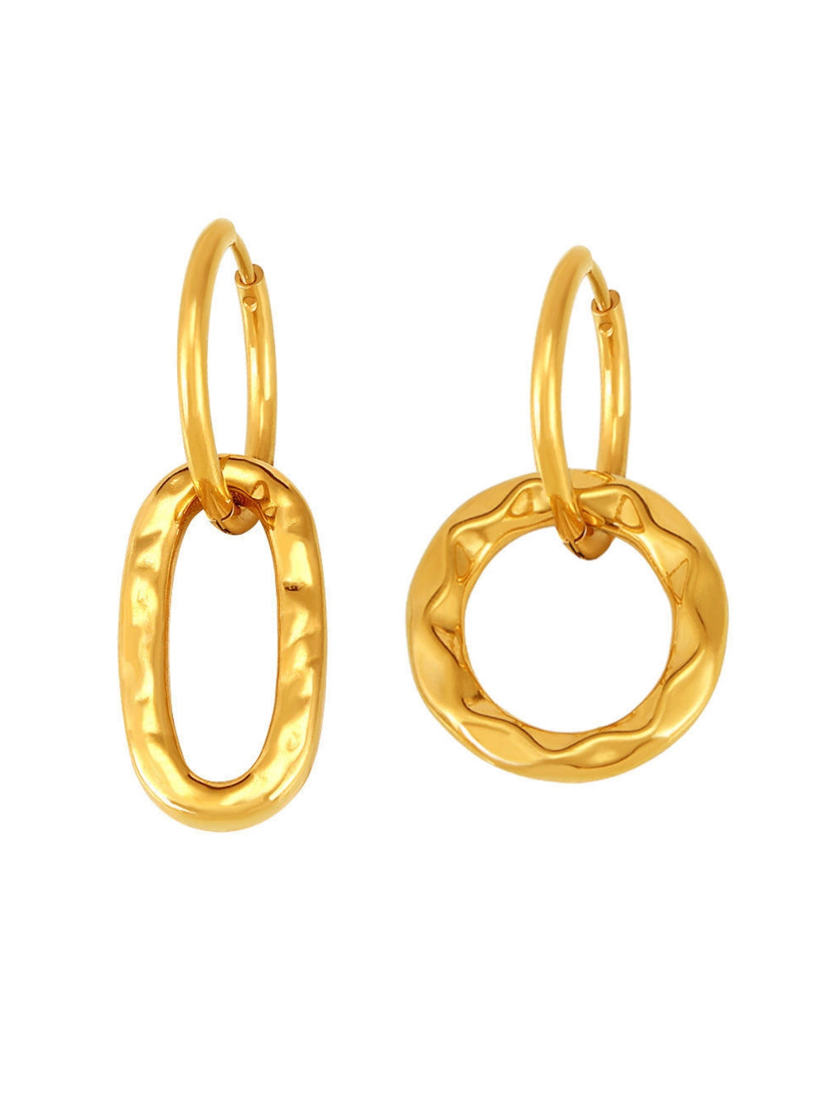 Forever Us Earrings luxury 18K gold‑plated stainless steel by Shine With Me, front view 38 mm size