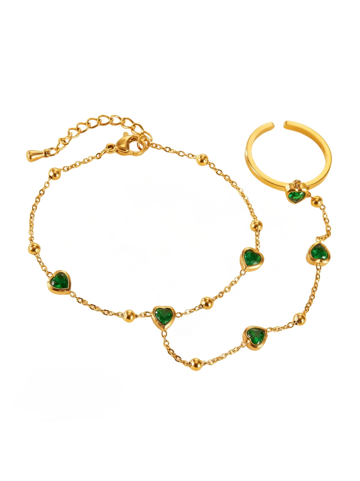 Miranda Hand Harness luxury gold-plated hand accessory by Shine With Me, front view showing elegant chain design and refined finish.