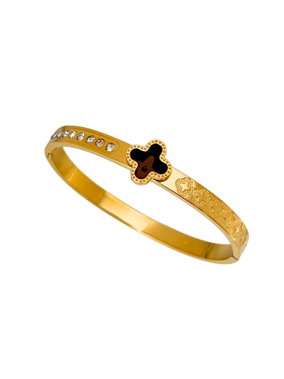 Lunessa Bangle luxury gold-plated bracelet by Shine With Me, front view showing signature design and polished finish.