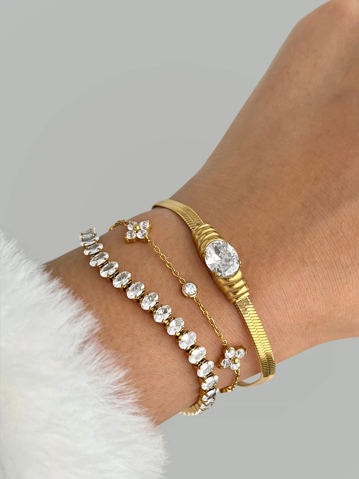 Close-up of Lyra Bracelet by Shine With Me, showing gold-plated stainless steel finish and fine craftsmanship detail.