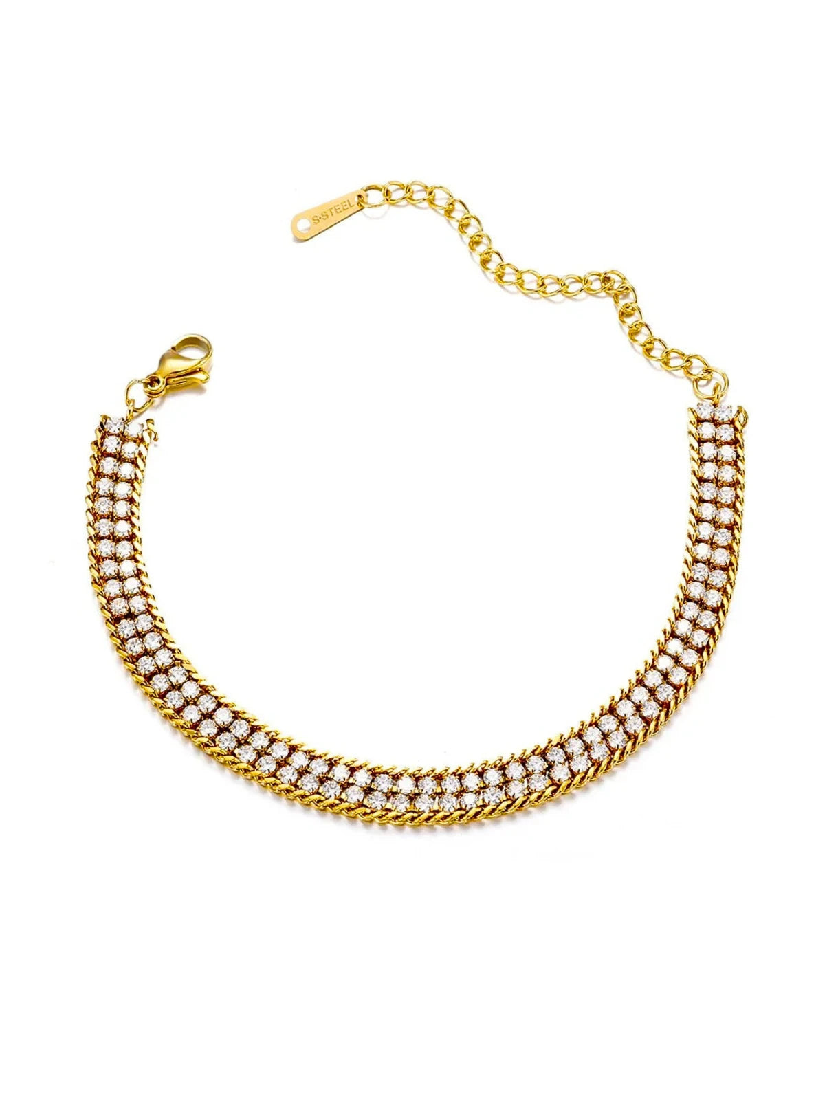 Noor bracelet with embedded crystals on a white background