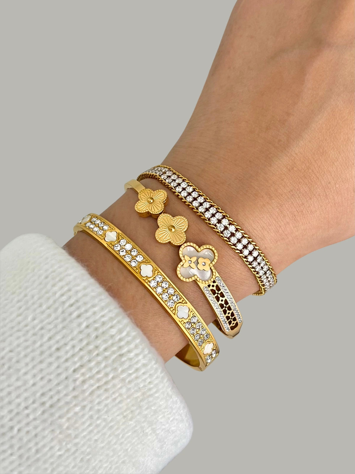 Close-up of Olenna Bangle by Shine With Me, showing fine gold-plated finish, craftsmanship detail and refined design