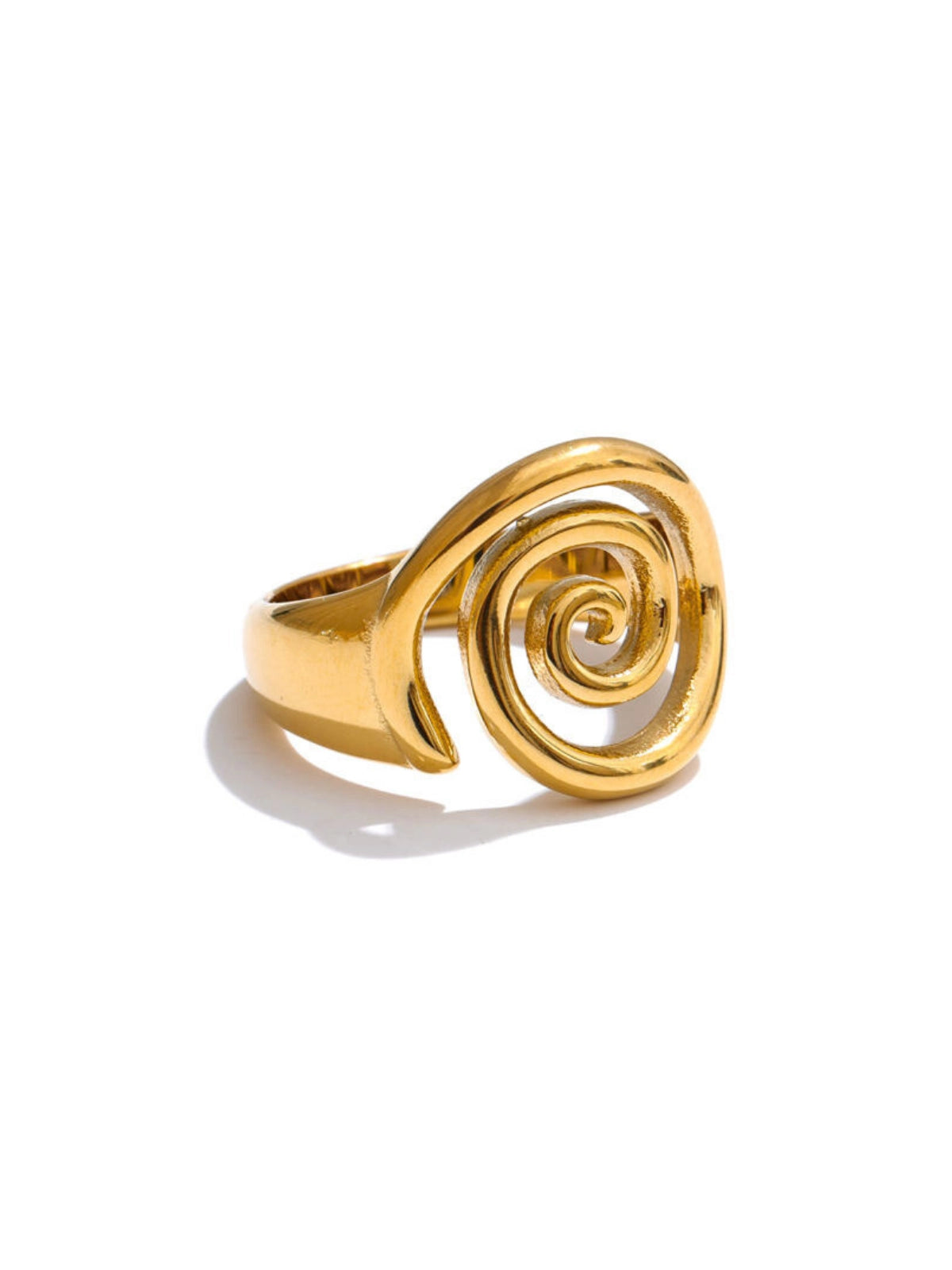 Ophelia Ring luxury 18K gold‑plated stainless steel by Shine With Me, front view showing elegant design.