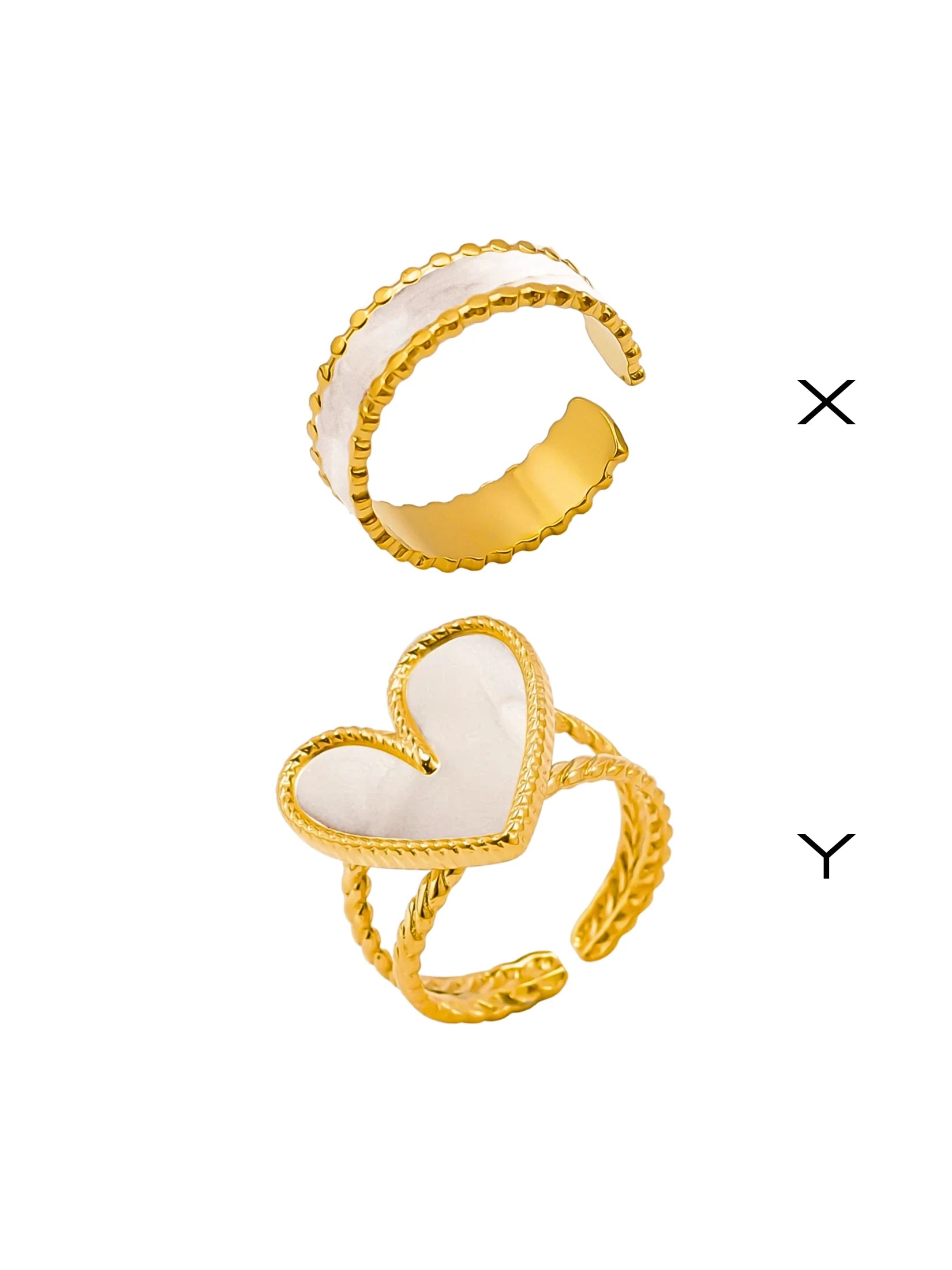 Pearl Heart Ring Set