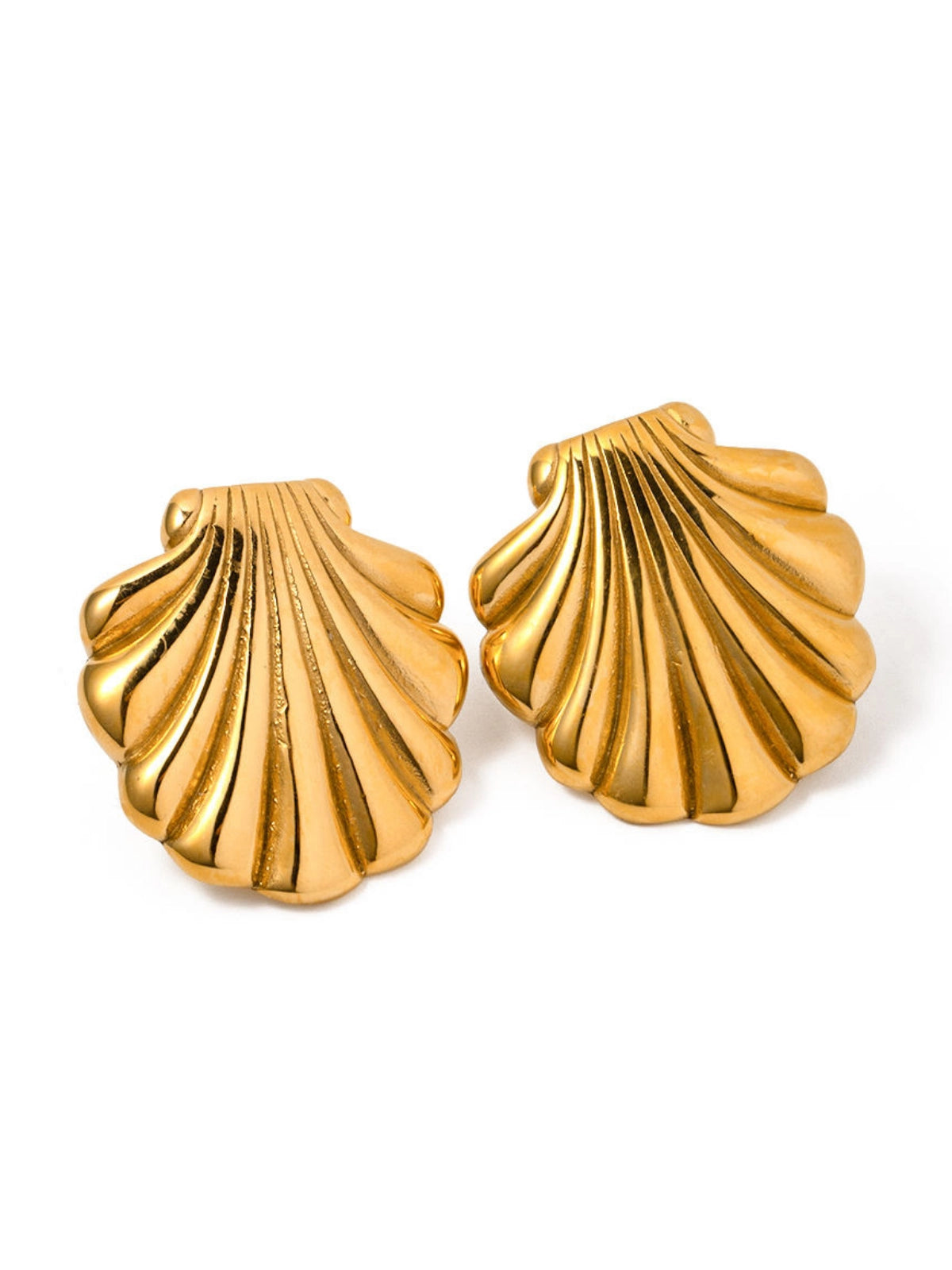 Shella Earrings luxury 18K gold‑plated stainless steel by Shine With Me, front view size 30 mm.
