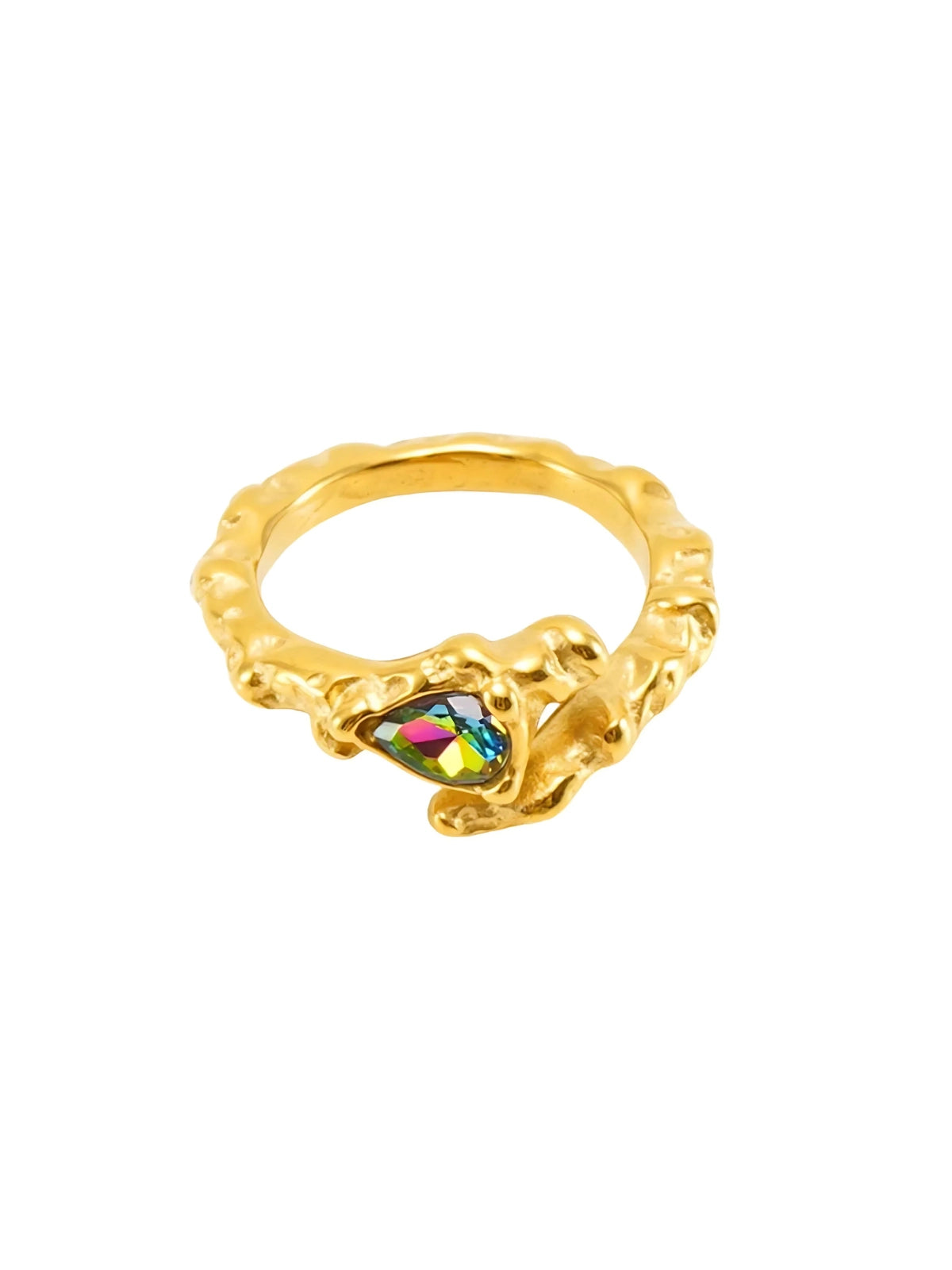 Voss Ring luxury 18K gold‑plated stainless steel by Shine With Me, front view showing modern band design