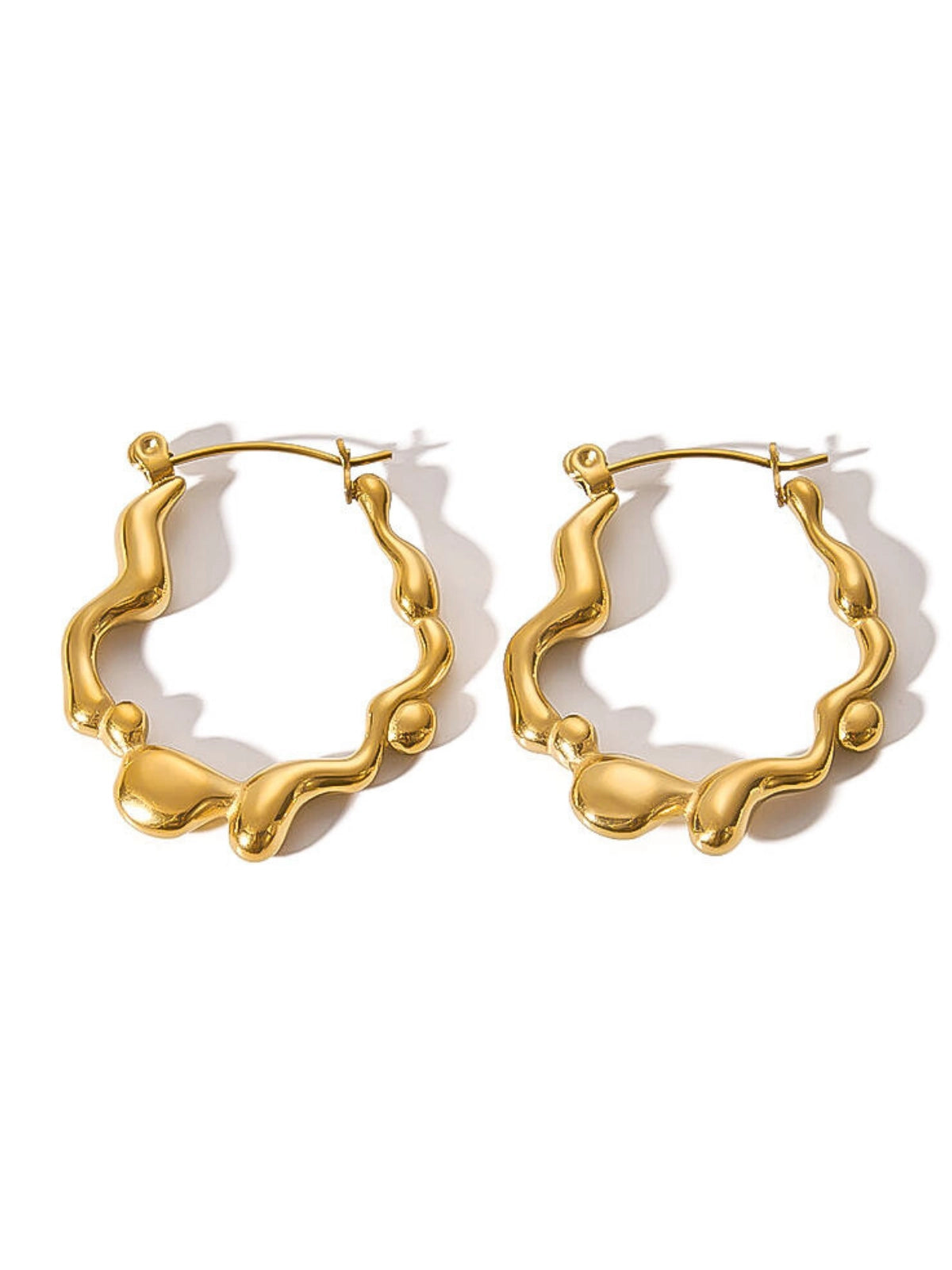 Zelina Earrings luxury 18K gold‑plated stainless steel earrings by Shine With Me, front view.