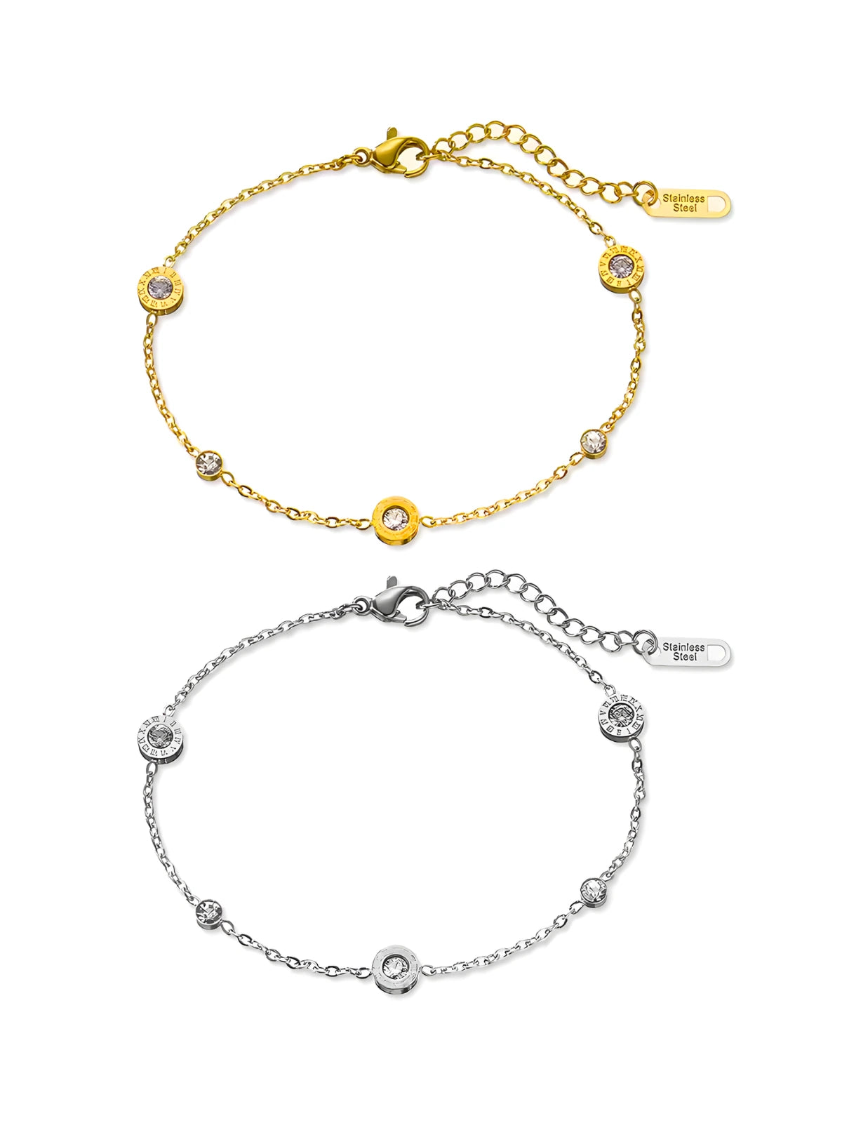 Shine With Me Cerny Bracelet in gold-plated finish elegant jewelry piece. Gold and silver bracelet set on a white background