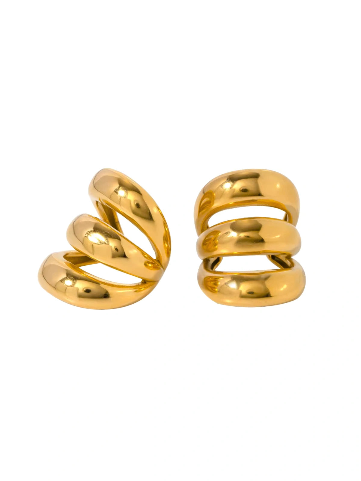 Mariah Ear Cuff luxury 18K gold‑plated stainless steel ear cuff by Shine With Me, front view, size 17 mm-GOLD_SILVER