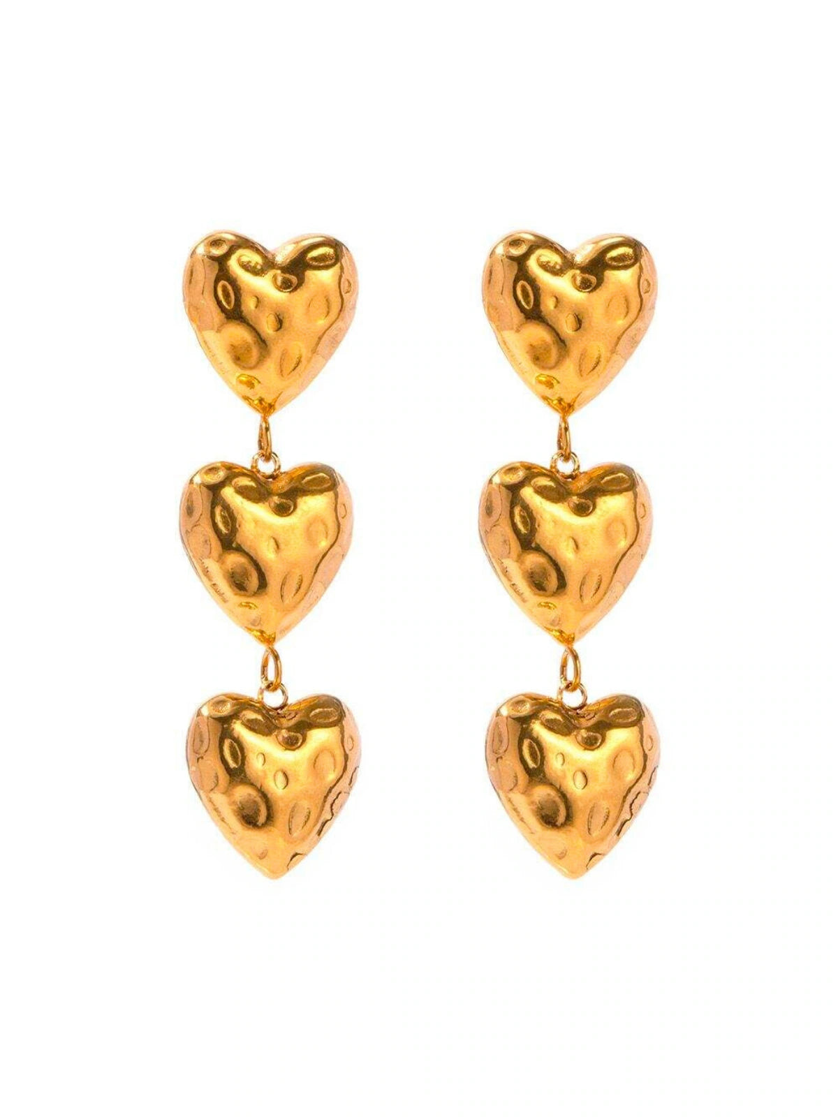 Ashley Heart Earring luxury 18K gold-plated stainless steel heart-shaped design by Shine With Me, front view.
