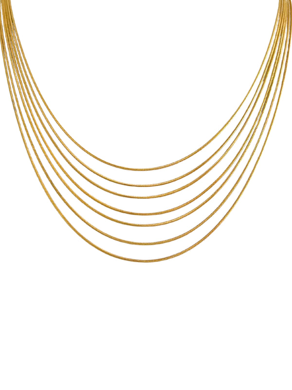 Bound Layered Chain by Shine With Me, luxury 18K gold-plated stainless steel layered necklace, front view.