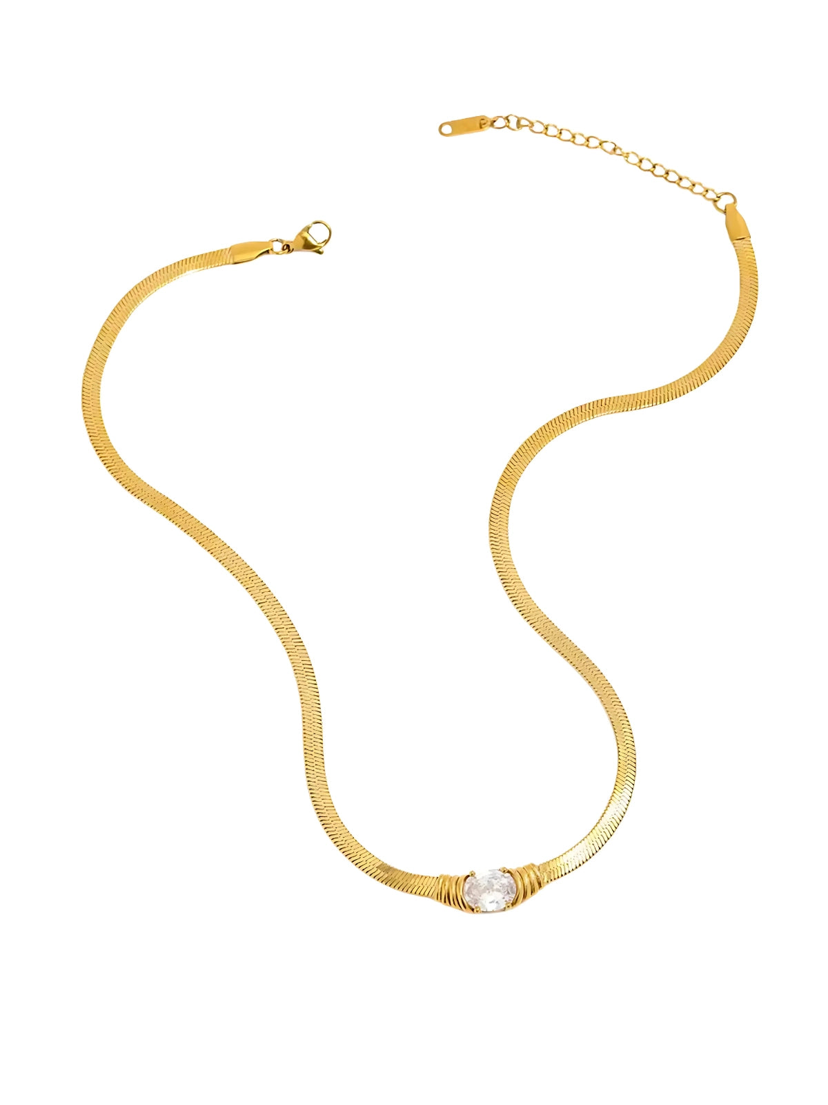 Chanel Necklace – Close-Up Detail-Gold necklace with a pearl pendant on a white background