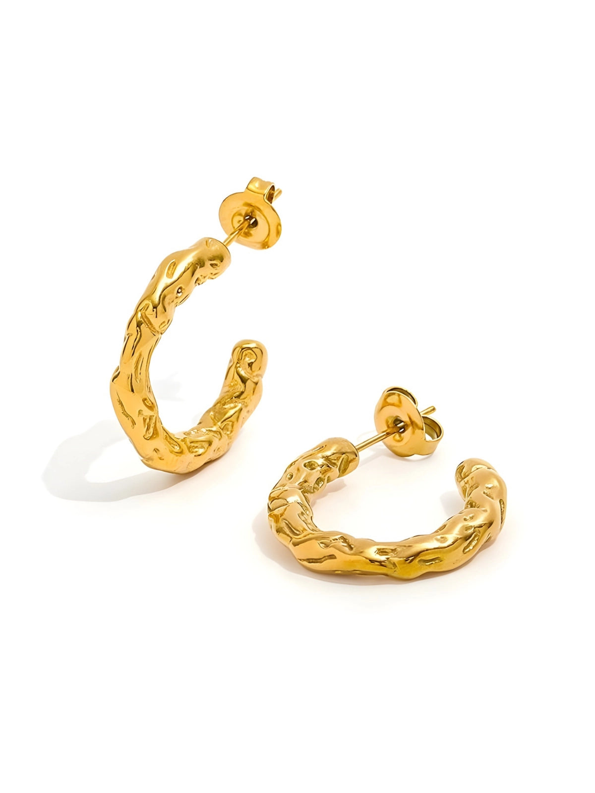 Elara Hoop Earring luxury 18K gold‑plated stainless steel by Shine With Me, front view size 20 mm, weight 6.5 g.