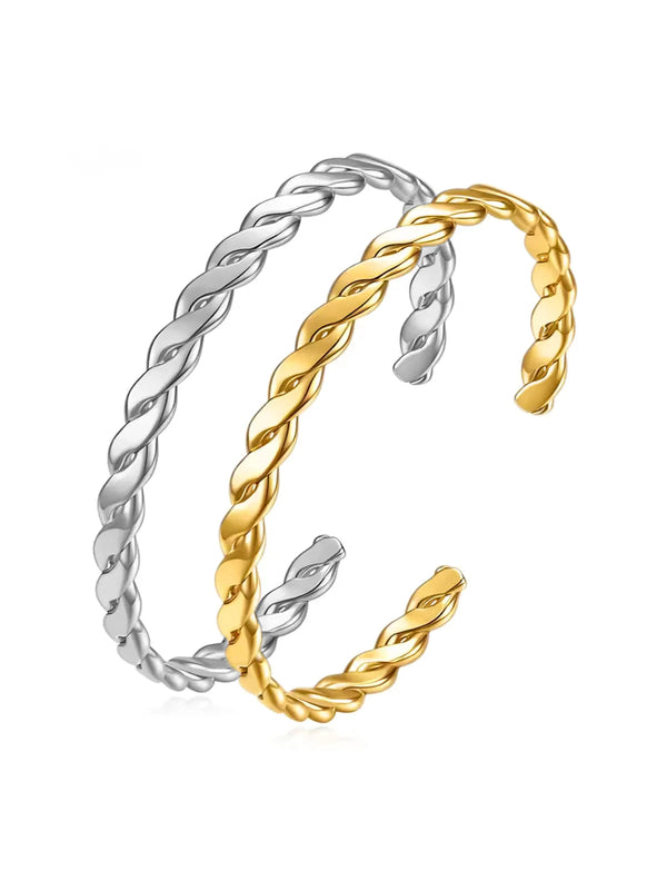 Golden Haze Bangle luxury gold-plated bracelet by Shine With Me, front view showcasing polished modern finish.