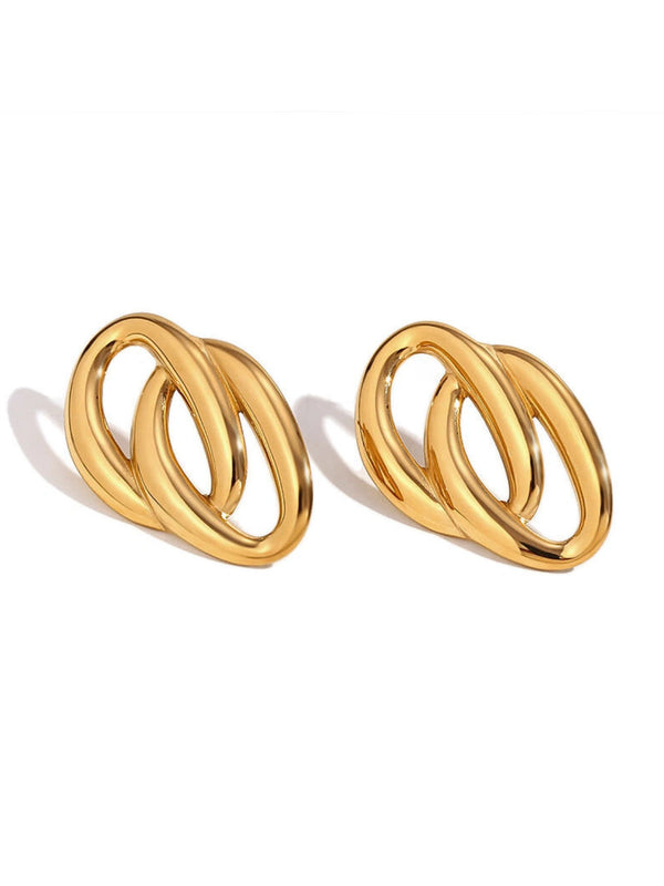 Gomez Earring luxury 18K gold‑plated stainless steel (33 mm) by Shine With Me, front view