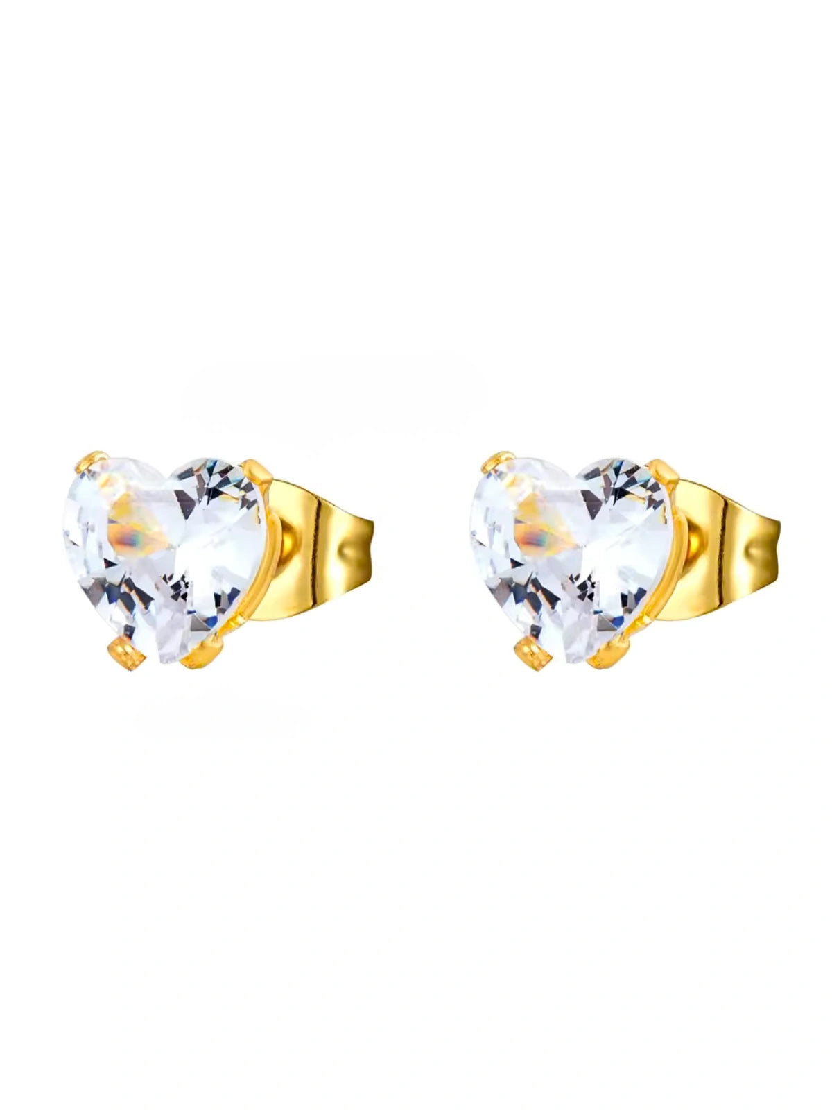 Heartlight Studs Earring luxury 18K gold‑plated stainless steel by Shine With Me, front view of heart‑shaped studs.