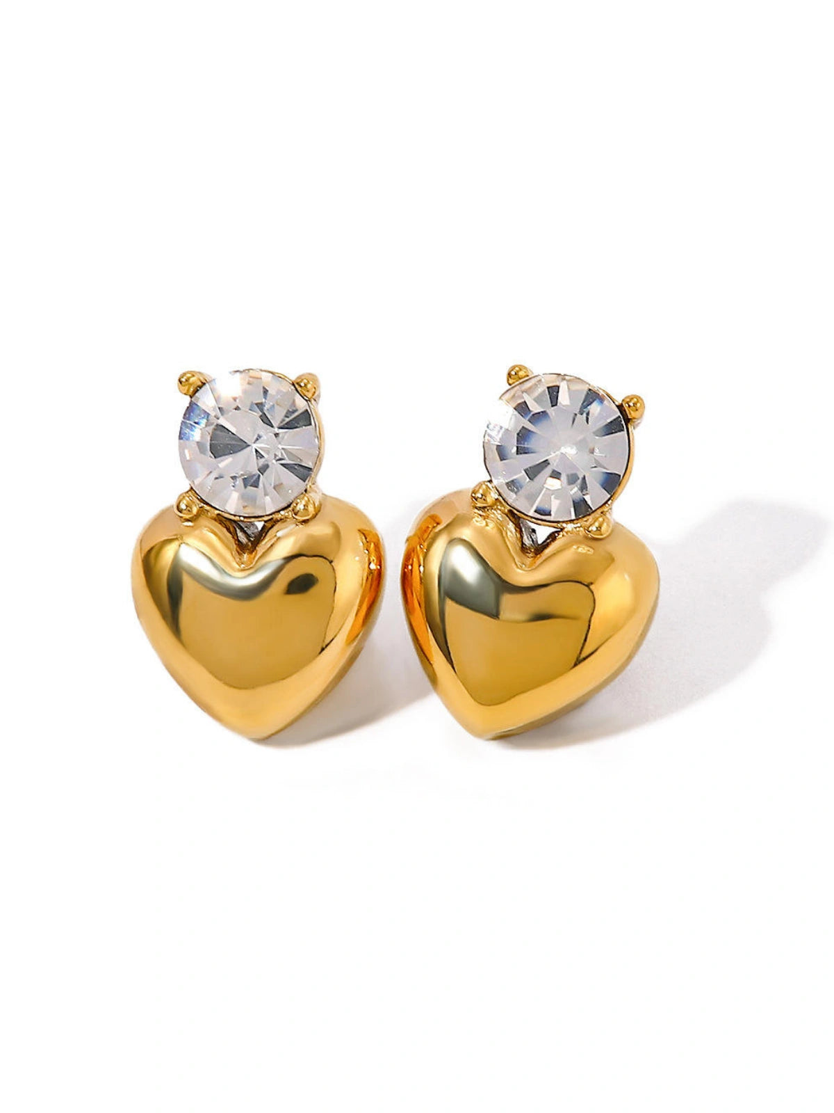 Loma Studs Earring luxury 18K gold‑plated stainless steel studs by Shine With Me, front view.