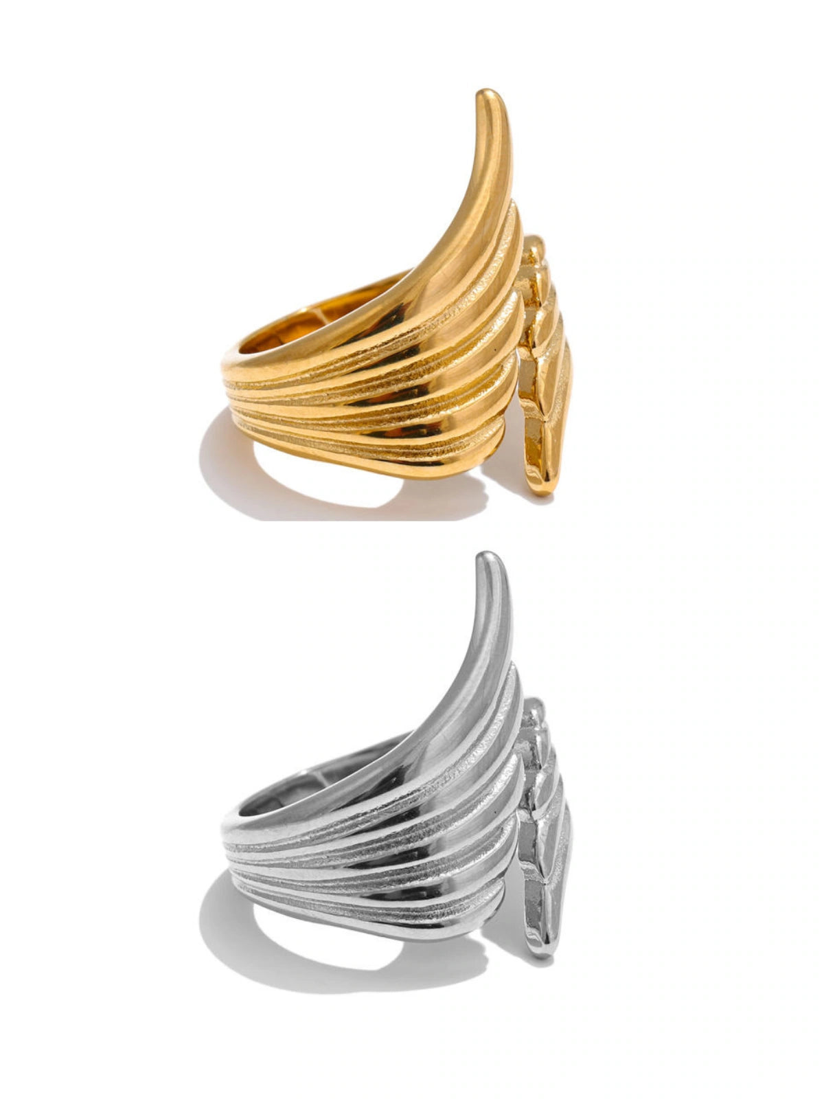 Luxe Ring luxury 18K gold‑plated stainless steel by Shine With Me, front view showing sleek band design.