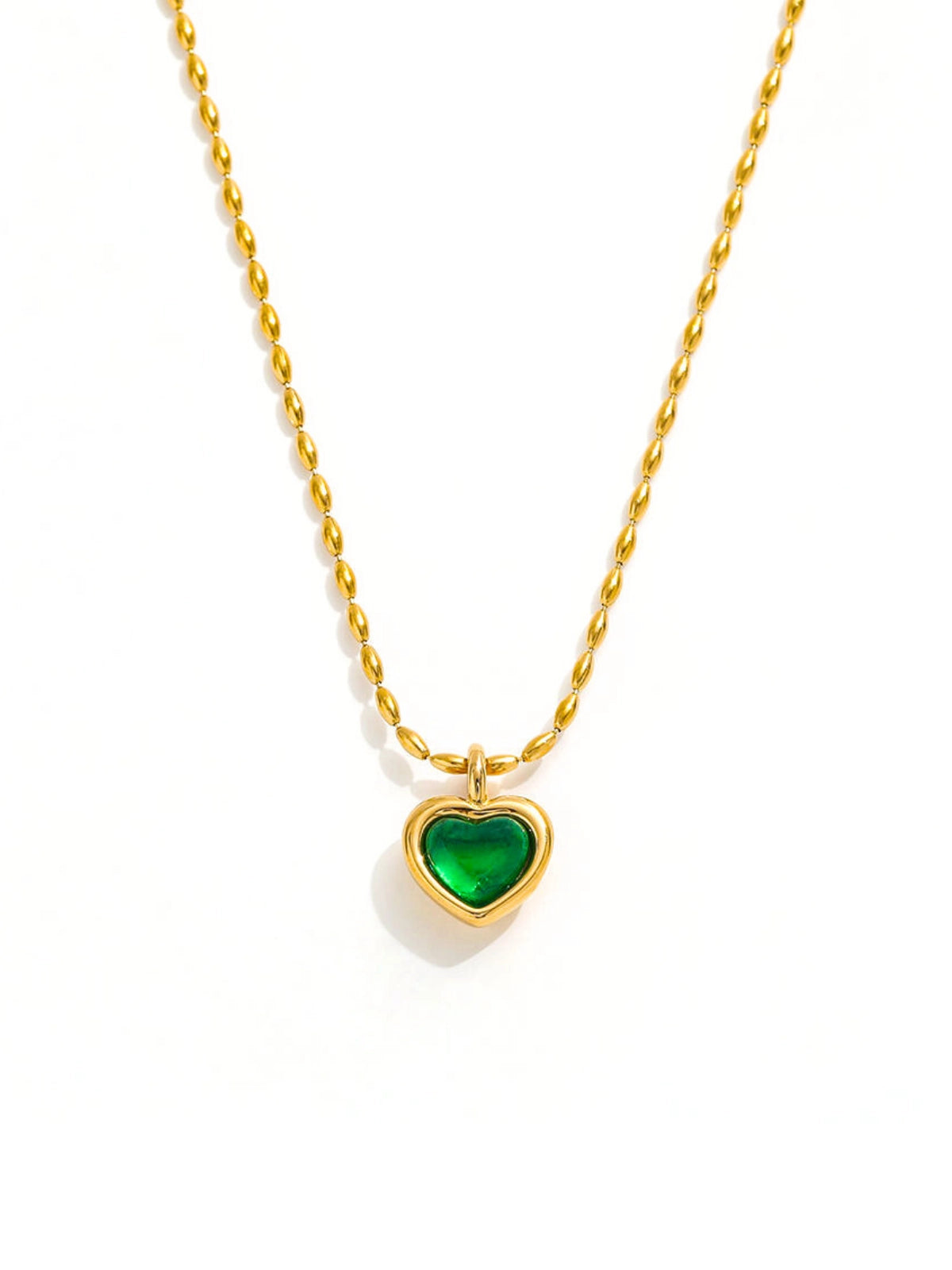 Lyra Heart Necklace luxury 18K gold-plated stainless steel by Shine With Me, front view with 11mm heart pendant.