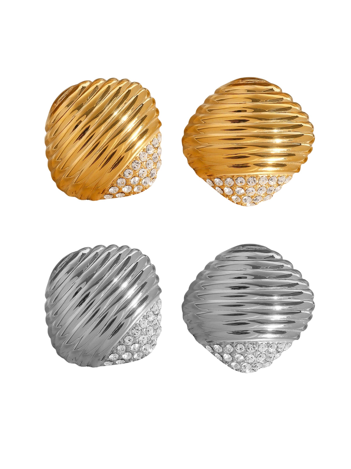 Natasha Earring luxury 18K‑gold‑plated stainless steel earrings by Shine With Me, front view in gold variant.