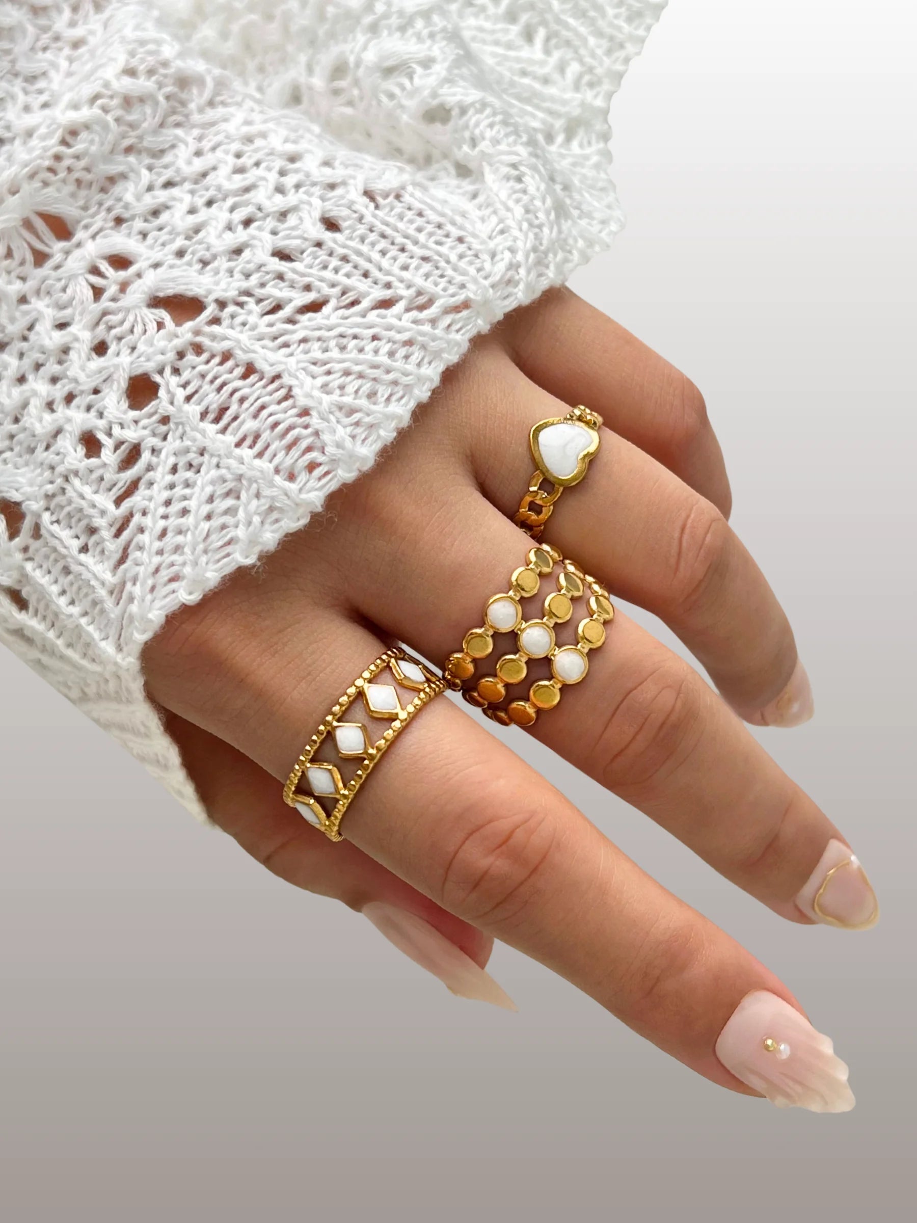 Pearl Trio Ring Set