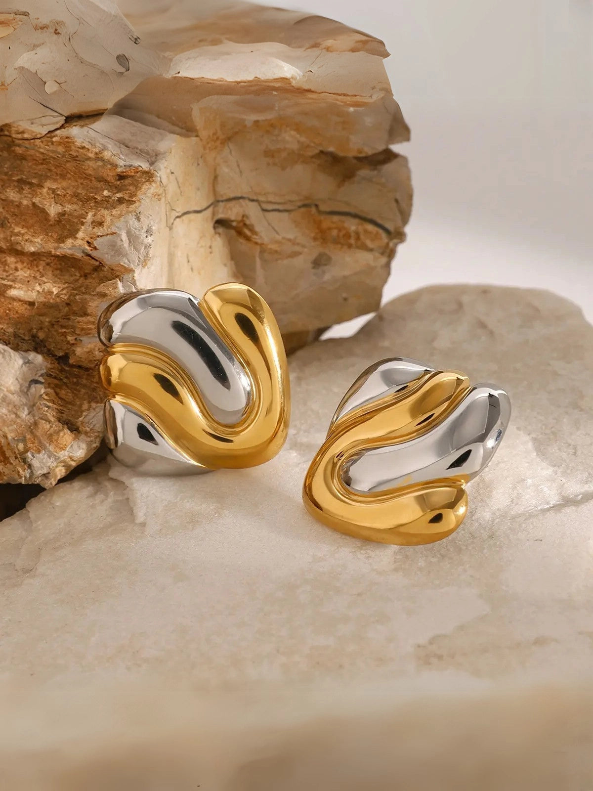 Close‑up of Paloma Earring by Shine With Me showing gold‑plated finish, stainless steel base and fine craftsmanship.