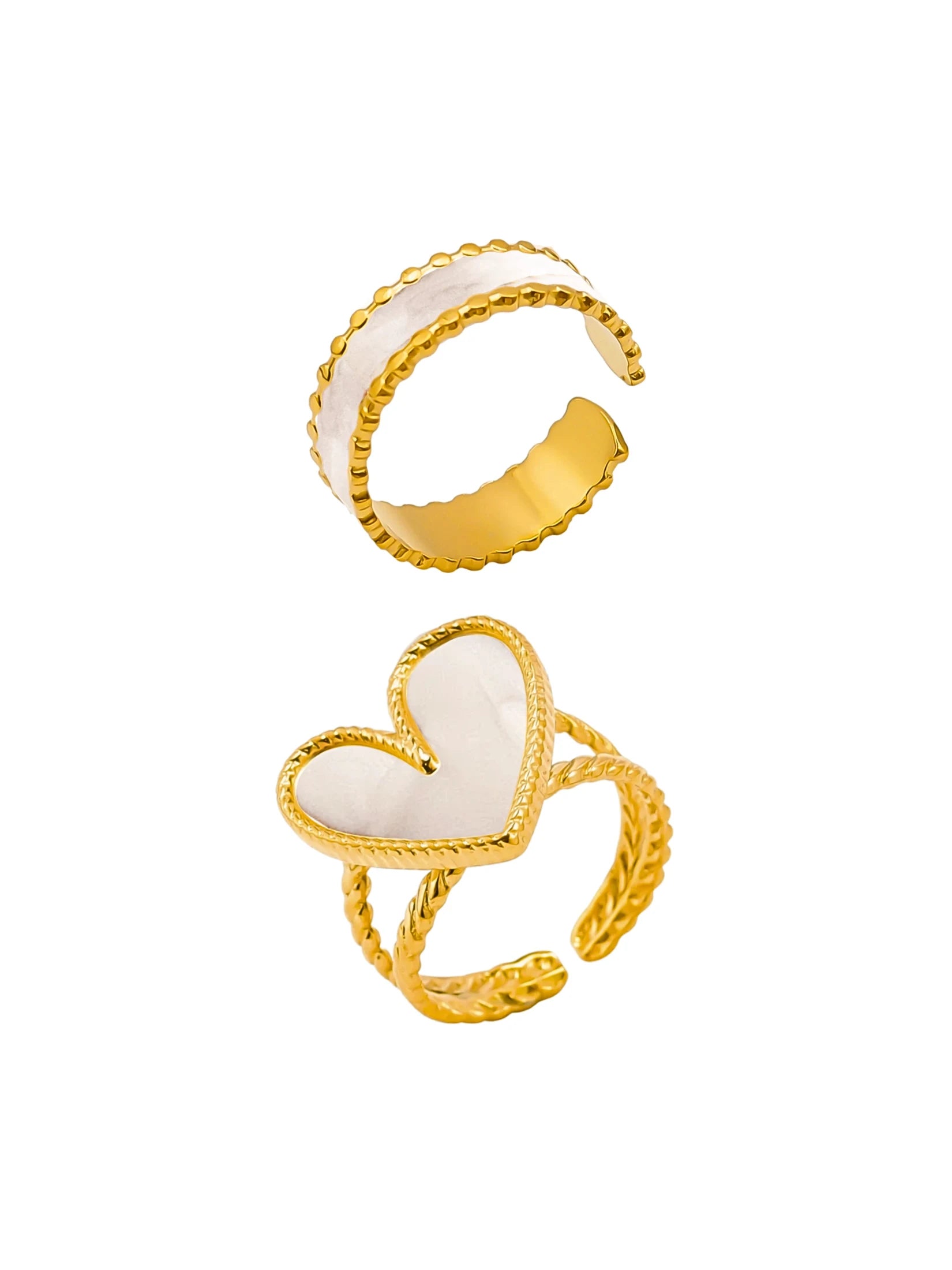 Pearl Heart Ring Set