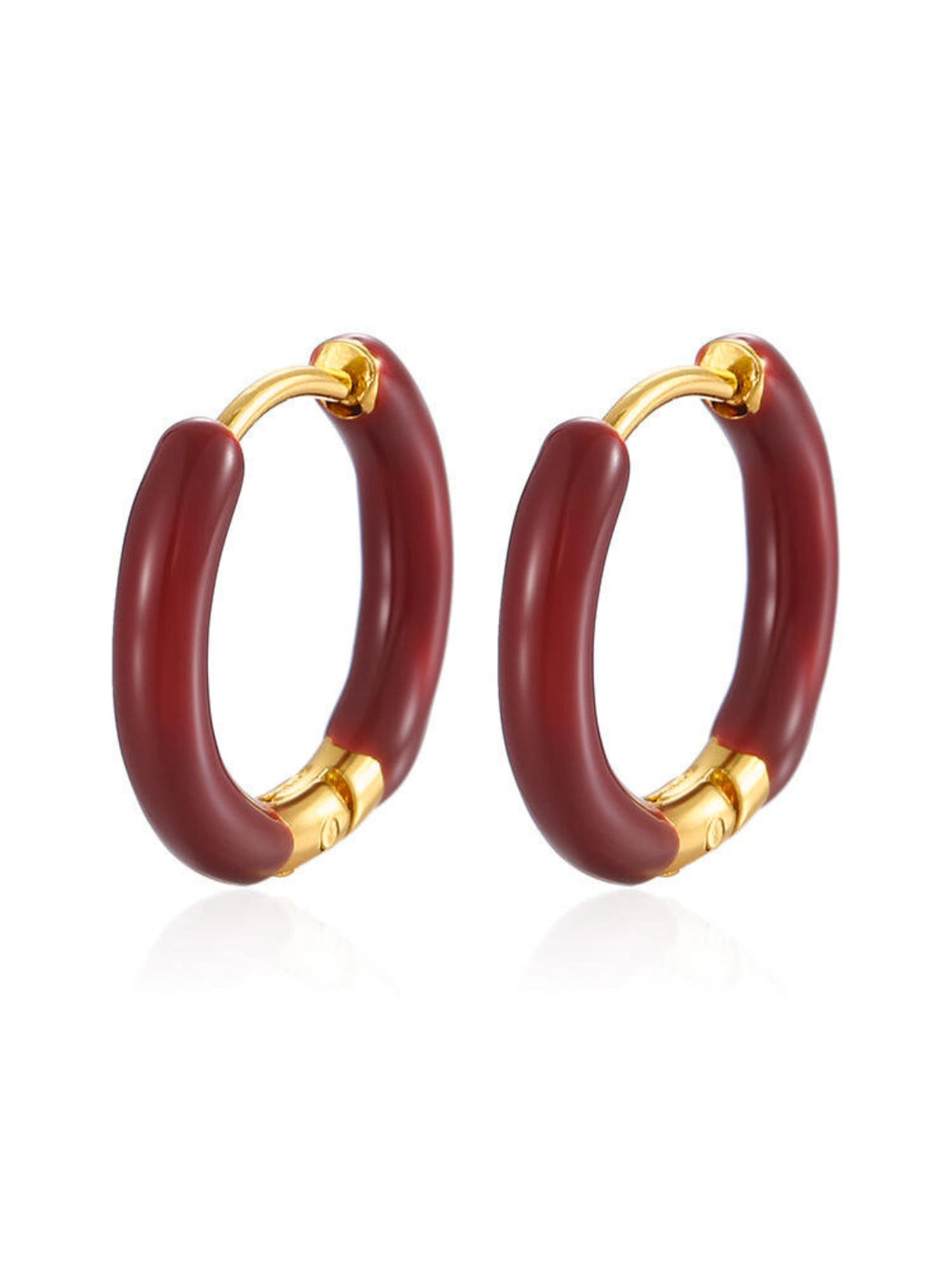 Rubina Hoop Earring luxury 18K gold-plated stainless steel hoop by Shine With Me, 20 mm diameter, front view.