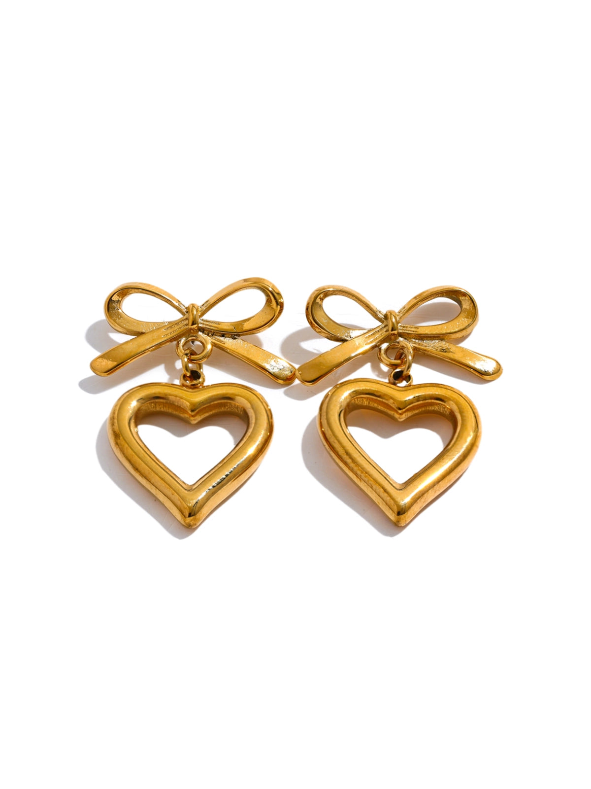 Stefani Bow Earring luxury 18K gold‑plated stainless steel by Shine With Me, front view highlighting the bow motif.