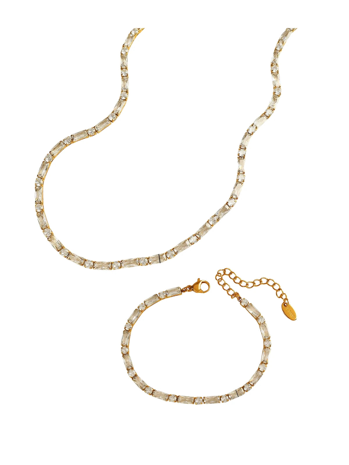 Sansa Necklace & Bracelet set luxury gold-plated by Shine With Me, front view showing matching pieces and elegant design.