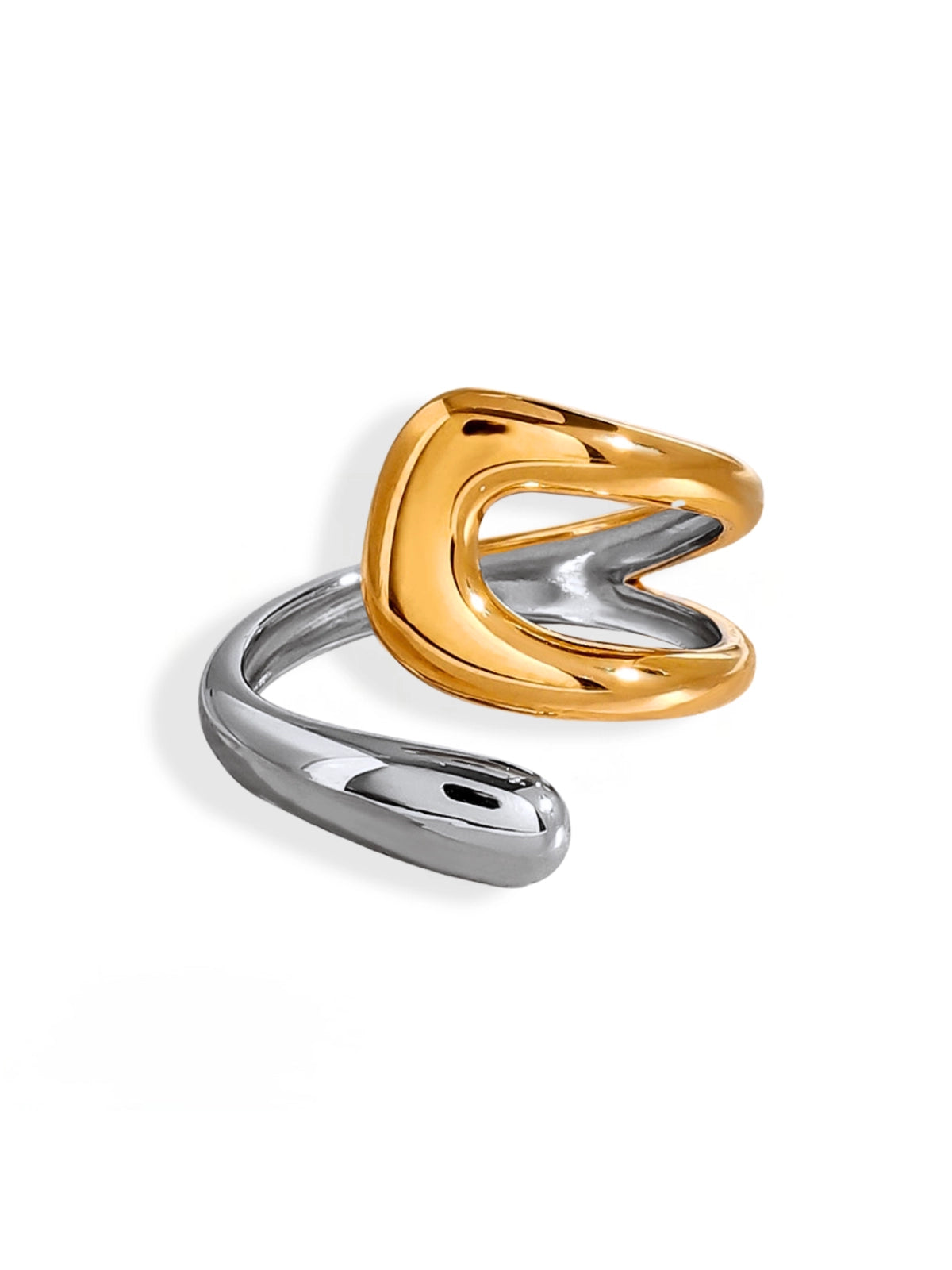 Seaborn Ring Two-tone gold and silver ring on a white background