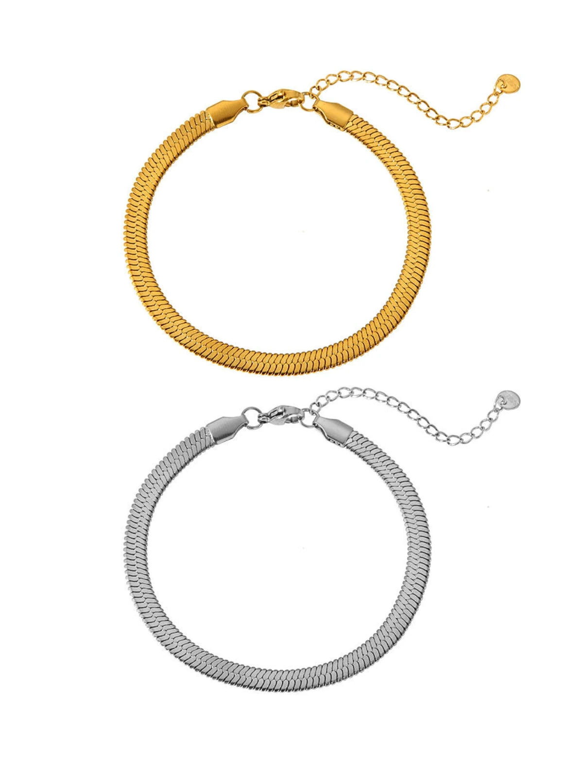 Snake Bracelet by Shine With Me in both Gold and Silver variants — 18K gold-plated stainless steel bracelet, water-resistant & tarnish-free.