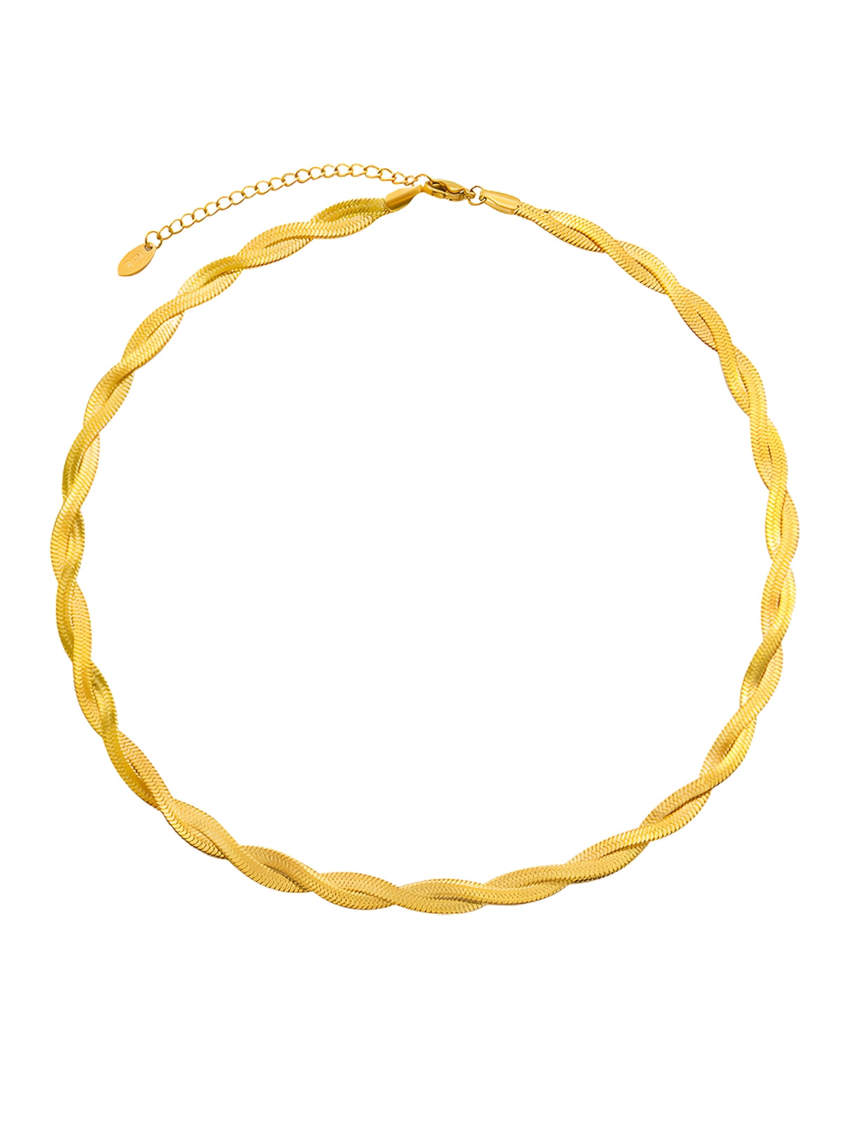 Twinwave Chain luxury 18K gold‑plated stainless steel necklace by Shine With Me, front view (40 cm + 7 cm, 10 g).