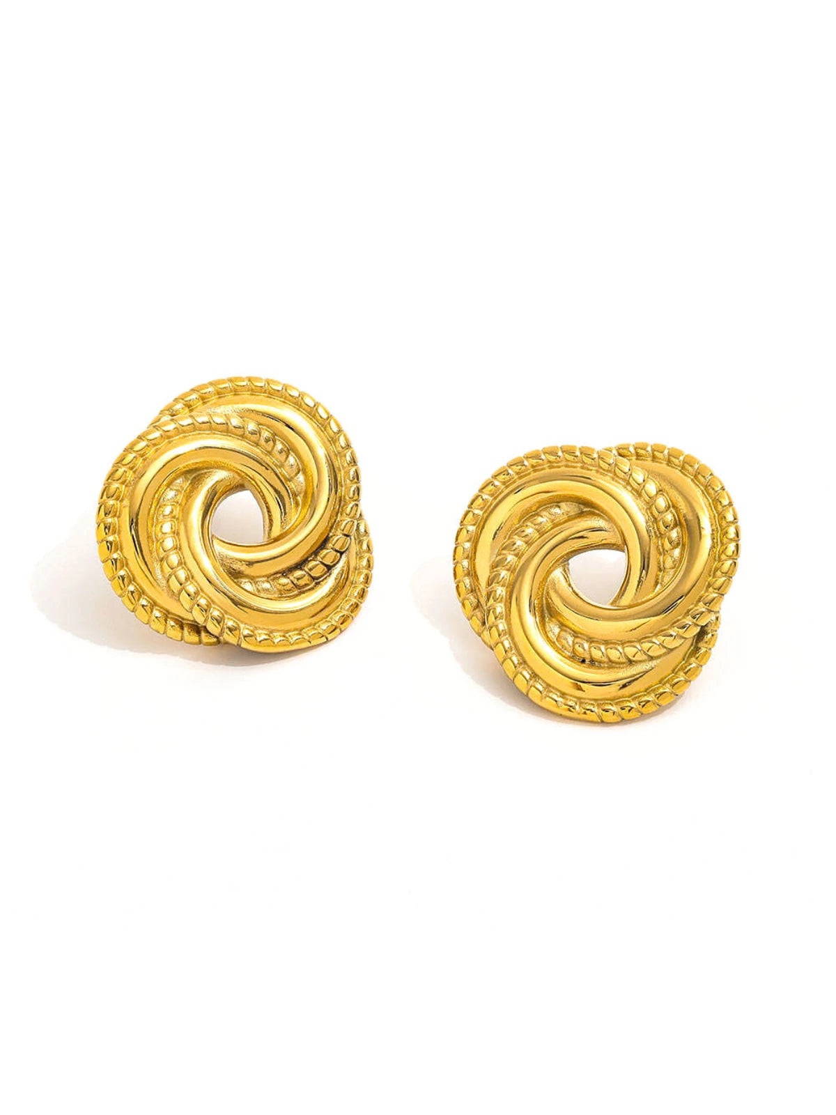 Vintage Earrings luxury 18K gold-plated stainless steel earrings by Shine With Me, front view showing classic design.