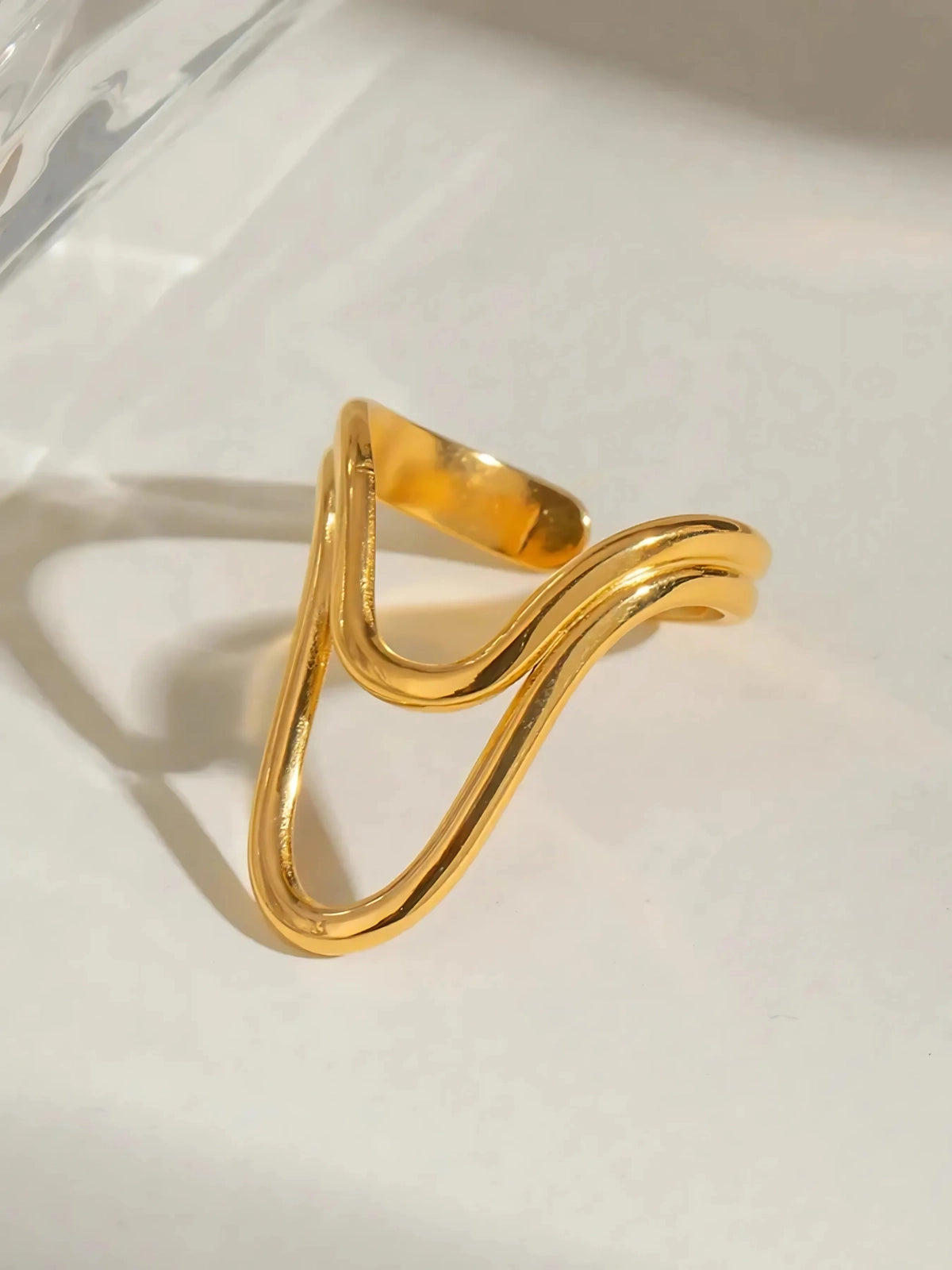 Ameline Ring by Shine With Me – Gold plated ring front view
