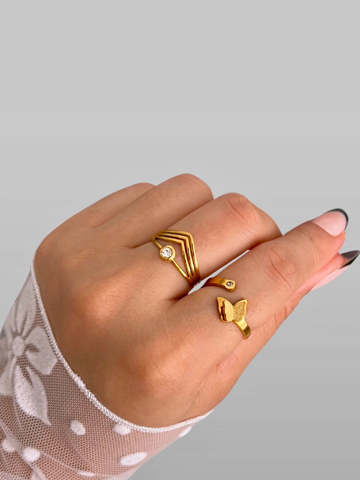 Esme Ring – Side angle showing minimal elegant design – Shine With M