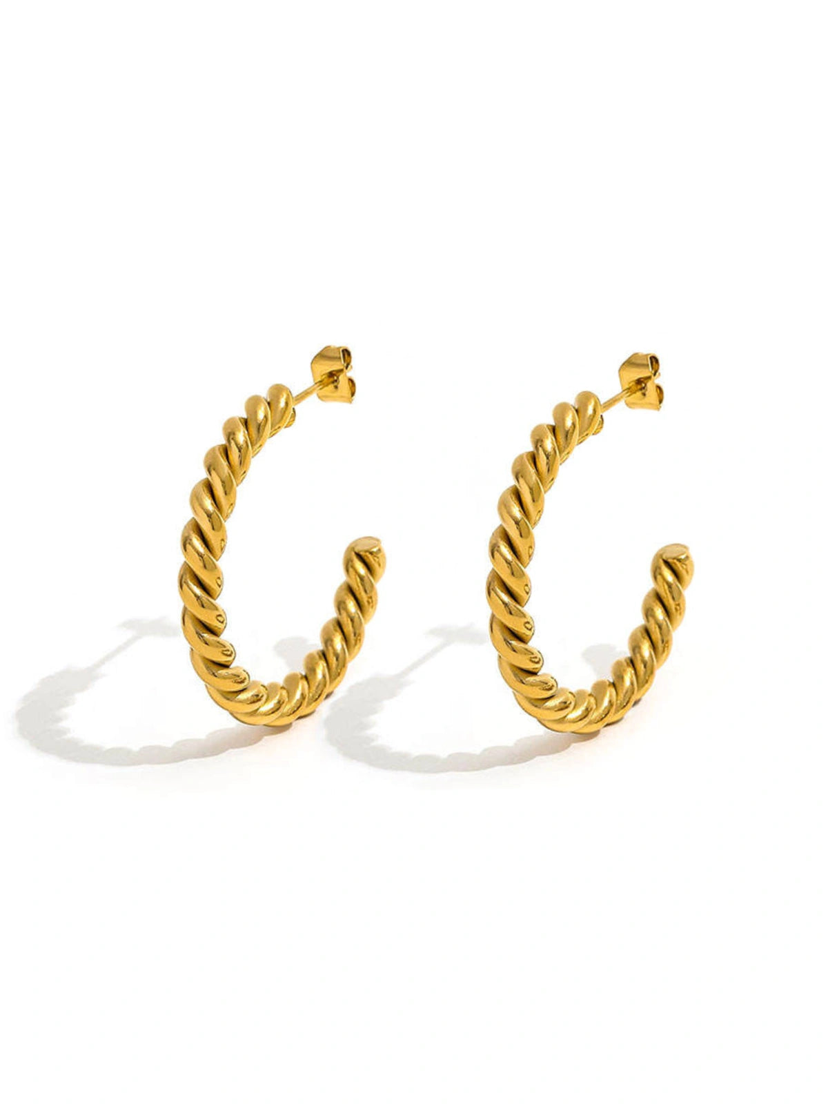 Helen Hoop Earring luxury 18K gold‑plated stainless steel hoop by Shine With Me, front view (19 mm × 23 mm)